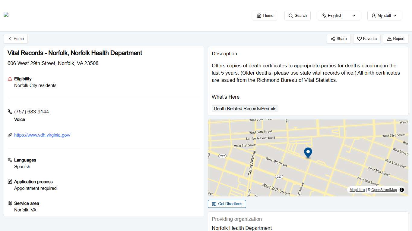 Vital Records - Norfolk, Norfolk Health Department